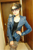 Vintage Hot Punk Girls = Mädchen Cool Nieten Schulter Motorrad Kunstleder Mantel