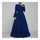 Big Peplum Floor-length Pleat Court Dress   blue  S