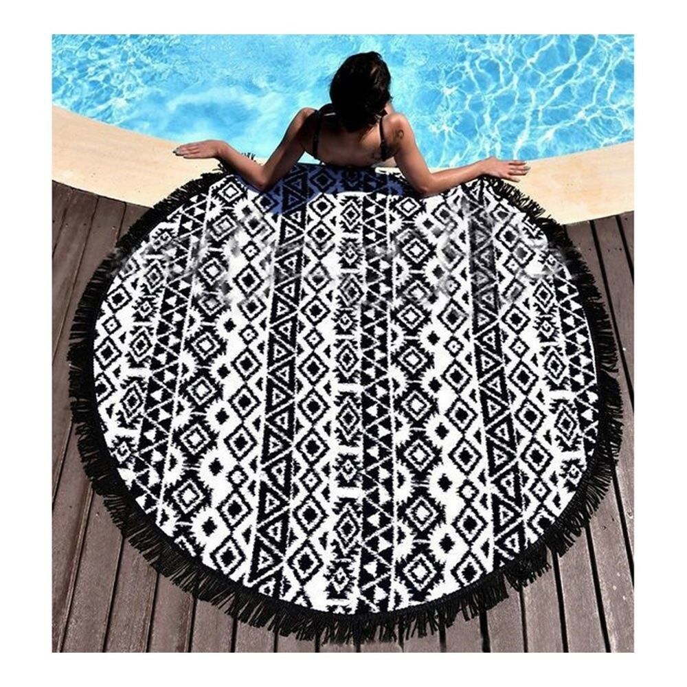 Bohemia Round Tassel Knitted Beach Towel Lantern Towel   a3