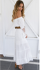 White Boho Crochet Bell Sleeves Off Shoulder Maxi Long Dress