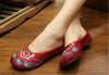 Chinos Bordado Zapatos Mujer Algodón Sandalias Drag Burdeos