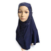 Dignified Muslim Gauze Lace Zircon Kerchief Scarf    navy