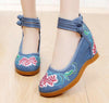 Chinese Ethnic Embroidery Inner high Heel Elevator Dress Shoes Two lace-up