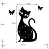 Reloj de Pared de Cuarzo Cuarto de Estar Creativo Lindo Gato Negro Espejo Negro
