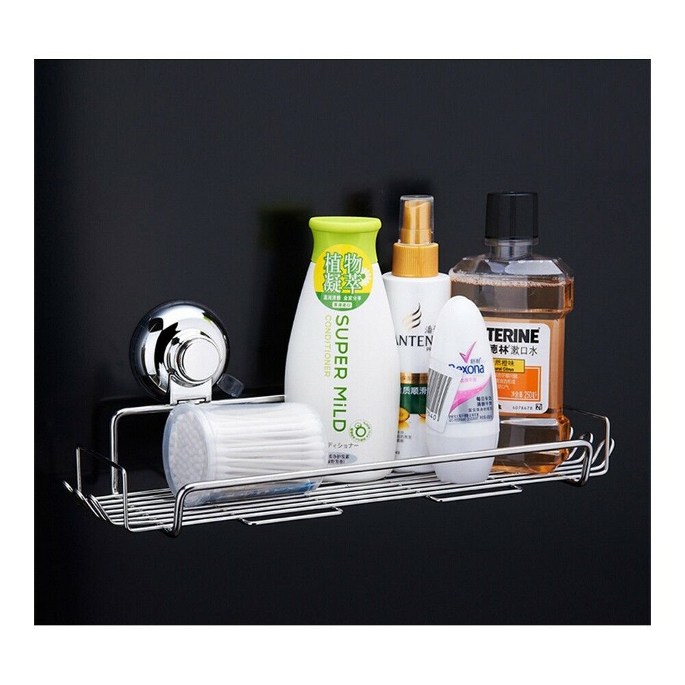 Stainless Steel Bathroom Storage Basket Suction Cup Hook Holder Organizer