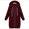 Womens Zip Front Fleece Long Hoodie Sweatshirt Jacket Plus Size