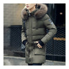 Man Cloth Down Coat Thick Long Fur Collar  army green