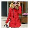Invierno Mujer Entallado Medio Largo Talla Grande Plumón Rojo