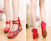 Vieux Beijing Chiffon Chaussures Brodé à Talon Haut Femme National Style