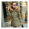 Winter Woman Slim Down Coat Plus Size Thick Fur Collar   green