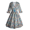 Hepburn Style Lapel Printing Big Peplum Vintage Dress