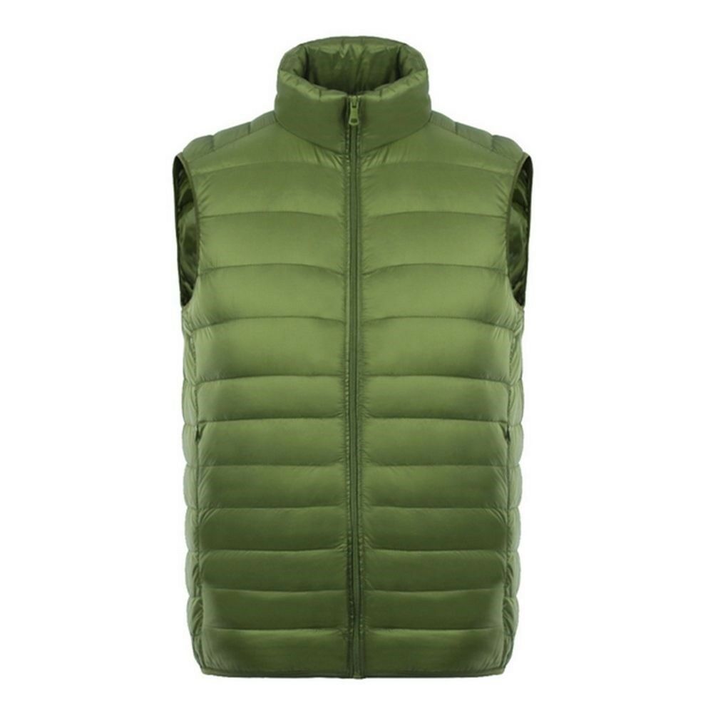 Man Thin Light Waistcoat Vest Down Coat Plus Size   green