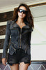 Vintage Hot Punk Grils Cool Rivet Studded Shoulder Motorcycle Denim Coat Jacket