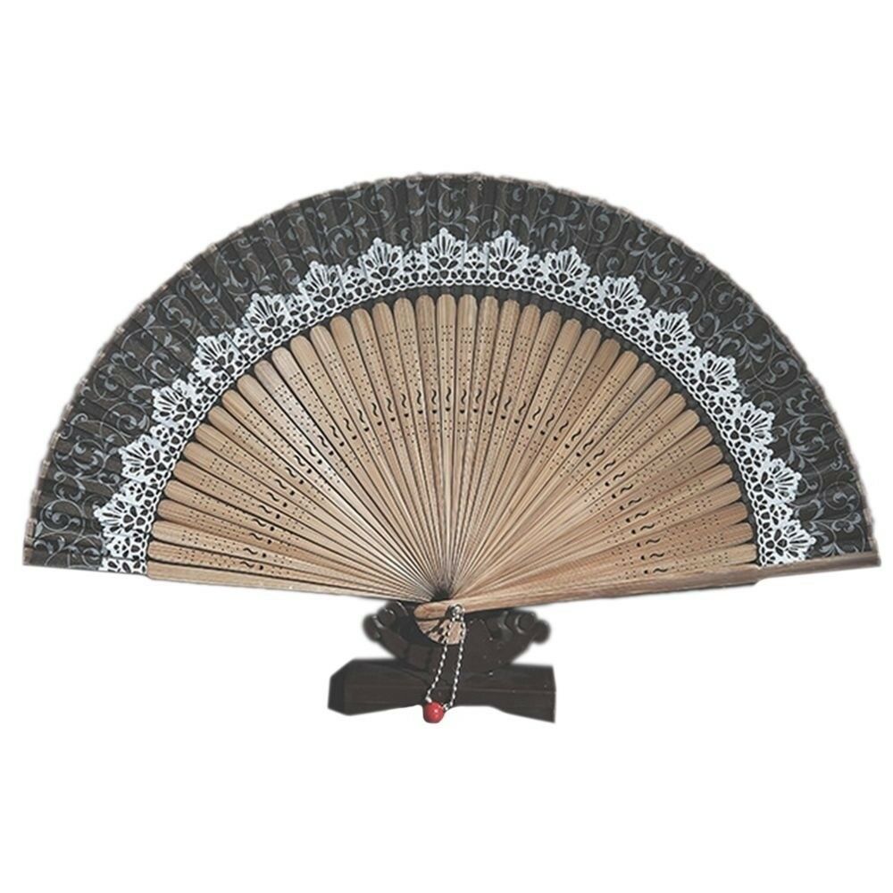 Folding Fan Pure Manual Silk with Box    coffee