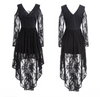 Medieval Renaissance Gothic Lace  Asymmetrical High Low Cosplay Retro Gown Dress