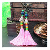 Vintage Cuenta Borla Pendientes Largos Boda Rosa