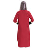 Musulmane Court Robe Rayure Col Rond Tricot Manches Longues Faux 2pcs Costume
