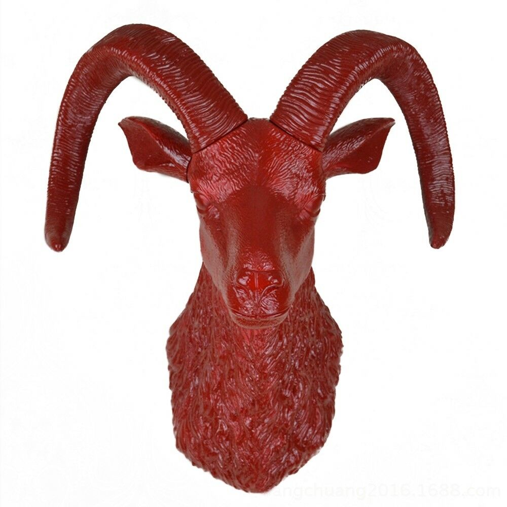 Sheep Head Wall Hanging Decoration Plastic   red