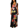 Summer Deep V Sleeveless Sexy floral insert long Maxi dress