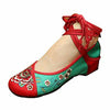 Chinese Embroidered Floral Shoes Women Ballerina Mary Jane Flat Ballet Cotton Lo