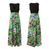 Summer Deep V Sleeveless Sexy floral insert long Maxi dress