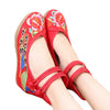 Vieux Beijing Chiffon Chaussures Brodé à Talon Haut Femme National Style
