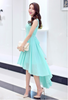 Romantic Mint Blue Pleated Asymmetrical Hi Lo Party Dress