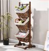 Wooden Magazine Rack With 3 Baskets