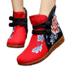 Vintage Beijing Cloth Shoes Embroidered Boots red 35