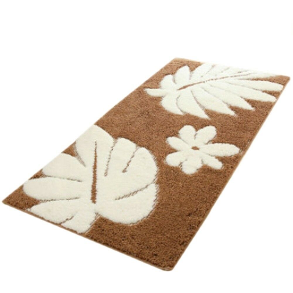 Fluff Door Ground Non-slip Mat Carpet   silence among flowers brown   60*90cm