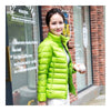 Mujer Cuello Alto Fino Claro Plumón Slim Green