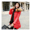 Winter Woman Middle Long Slim Plus Size Down Coat   red
