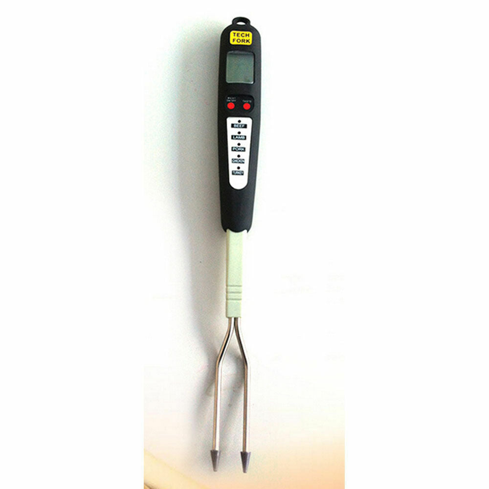 Beef Chicken Turkey Pork Fish Meat Thermometer Fork LCD Screen 5 Inch Long