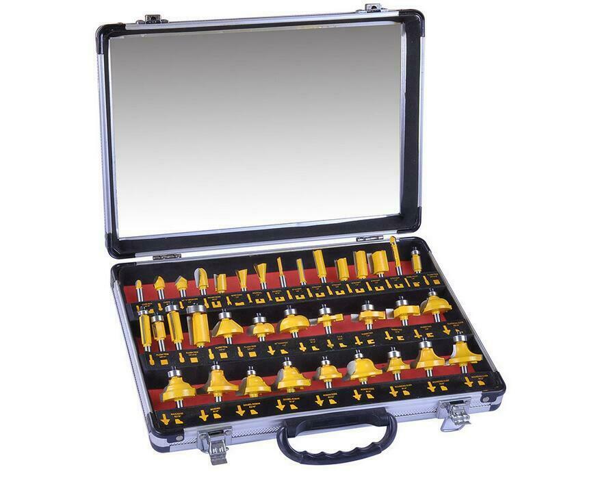 35 Bit Multi- Profile Router Bit Set Woodworking 1/4