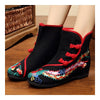 Vintage Beijing Cloth Shoes Embroidered Boots 12-03   black with cotton  35