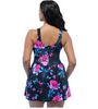 Women Classic Black Blossom Floral Padded One Piece Dress Swimsuit Padded Bra