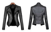 Short-Necked Kunstleder Jacke und Lederjacke für Damen