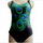 Black Peacock Print Padded Bikini Set Tankini 1Piece Monokini Swimwear Plus Size