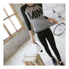 Woman Casual Sports Yoga Fitness Skinny Running Clothes   black grey