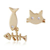 18K Gold Galvanized Austrian Zircon Ear Studs Cat Fish