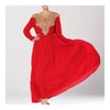 Court Golden Silk Tipeet Muslim Dress   red   S