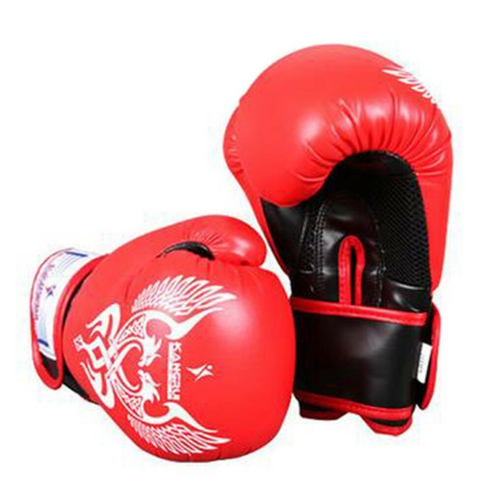 Boxing Gloves Adults Kids Free Combat Tournament Training Red Black