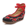 Chinese Ethnic Embroidery Inner high Heel Elevator Cheongsam Dress Shoes Plum