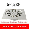 Sus304 Acier Inoxydable 15cm Carré avec 110mm Tube Déodorant Drain de Sol Us