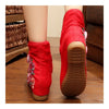 Flowers Vintage Beijing Cloth Shoes Embroidered Boots red 35