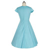 Femme Été Lacets Grand Péplum Couleur Unie Sexy Robe Boule Bleu