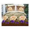 3d Fleur dessus de Lit / Couverture Bâche 4pc Set Coton Poncé 013