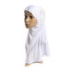 Dignified Muslim Gauze Lace Zircon Kerchief Scarf    white