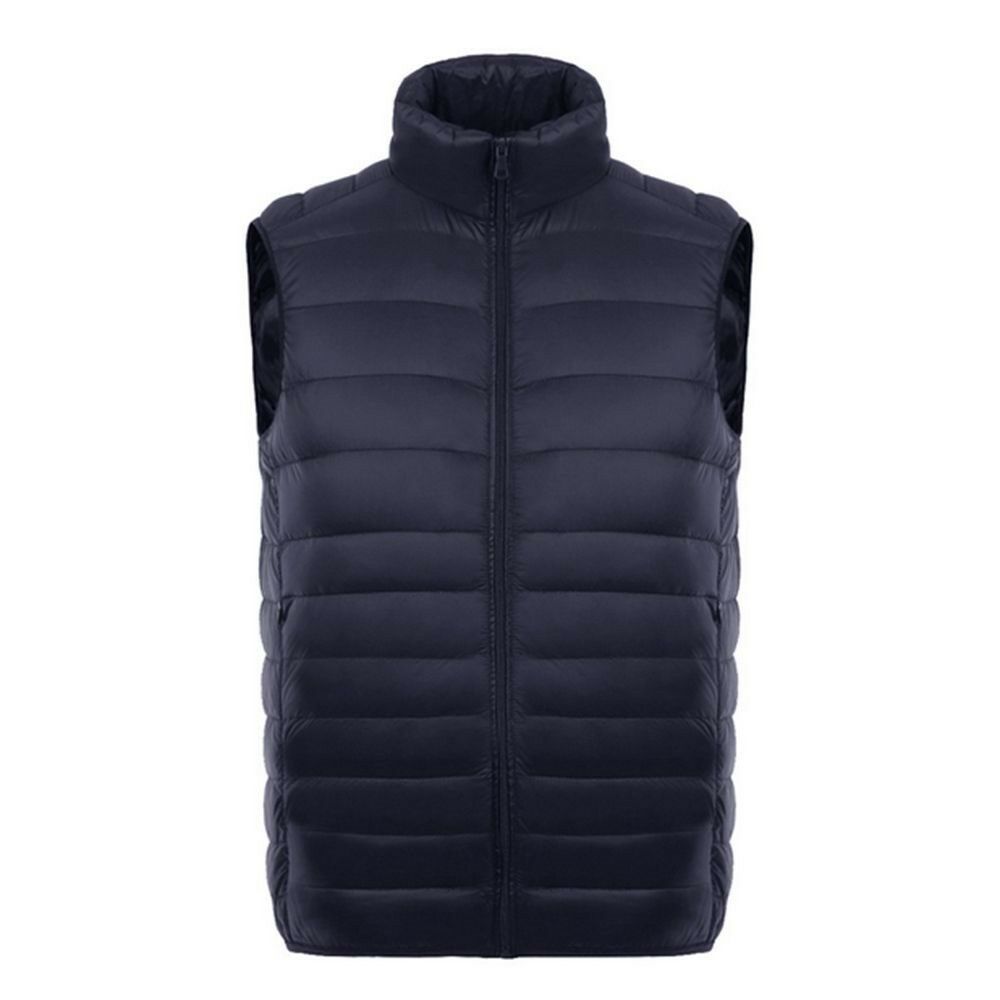 Man Thin Light Waistcoat Vest Down Coat Plus Size   navy