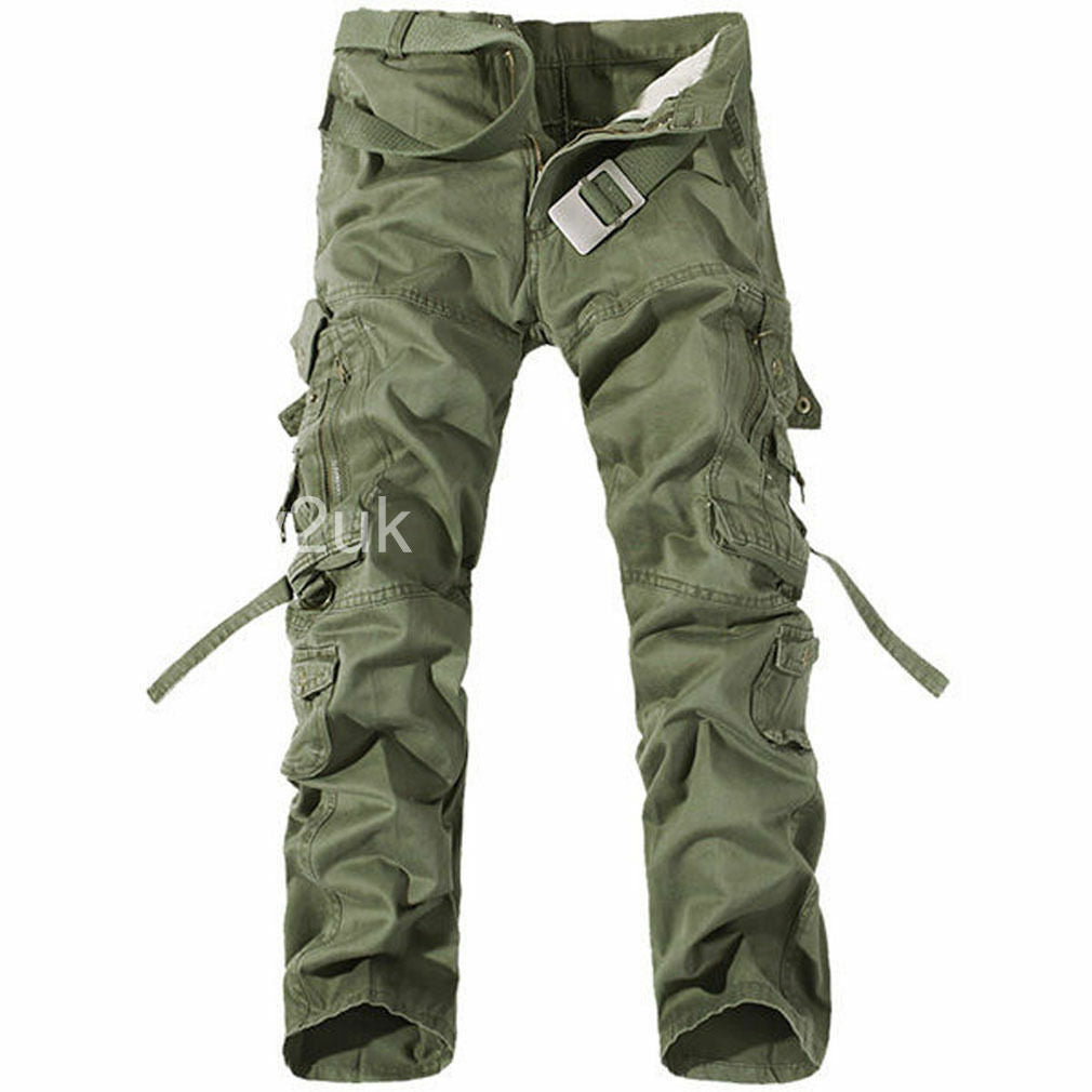 Mens Work Trousers Military Army Cargo  Combat Multi-pocket Pants Camo